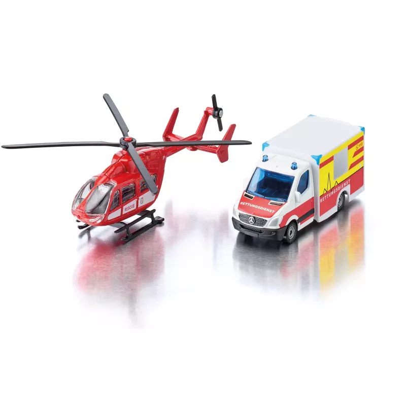 Zestaw zabawek Usorteret Siku Mercedes-Benz Rescue Van and Helicopter model set