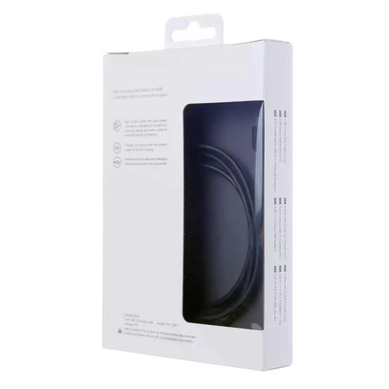 Przewód szybkiego ładowania CB-MD1 Black Quick Charge micro USB-USB | 1m | 5A | 480 Mb/s