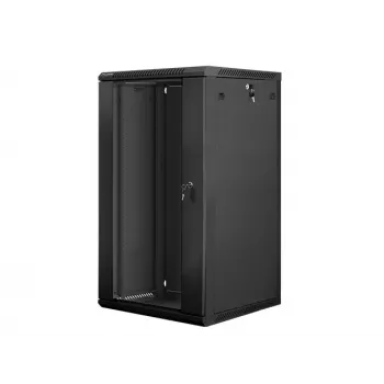 Szafa rackowa Lanberg do montażu ściennego 19'' 22U 600x600mm czarna (szklane drzwi)