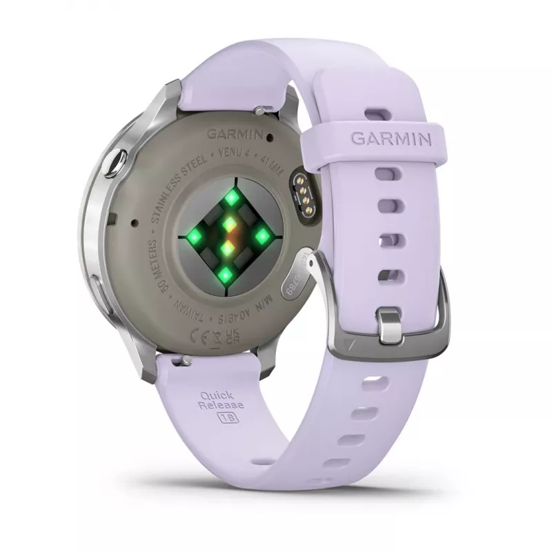Garmin Venu 4 3,05 cm (1,2) AMOLED 41 mm Cyfrowy 390 x 390 pikseli Dotykowy Srebrny Wi-Fi GPS (satelitarny)