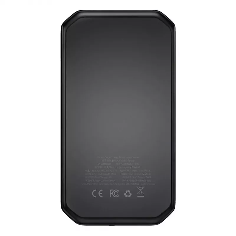 Baseus BS-CH001 - urządzenie rozruchowe, booster 10000 mAh 12V (1000 A / 500 A) + zaciski krokodylkowe (czarny)