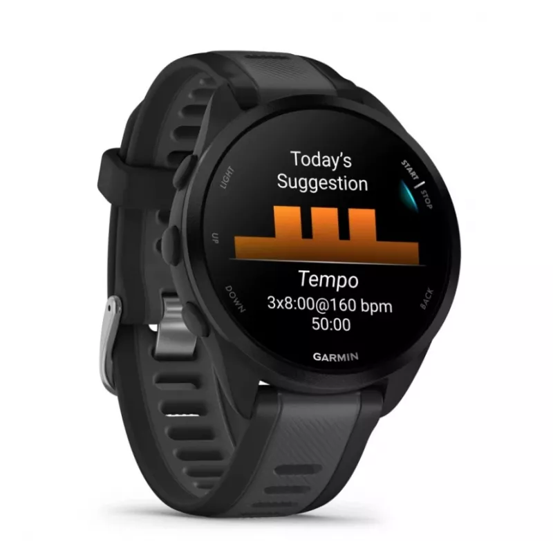 Garmin Forerunner 165 3,05 cm (1.2) AMOLED 43 mm Cyfrowy 390 x 390 pikseli Ekran dotykowy Czarny GPS (satelita)