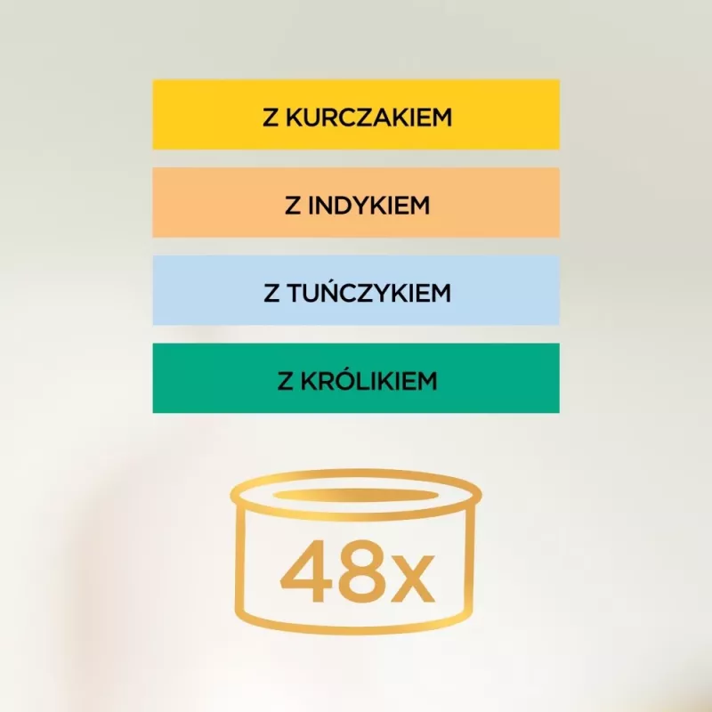 Multipak mokrej karmy dla kota Purina Nestlé Gourmet Gold Mus Mix 48×85 g puszek różne smaki