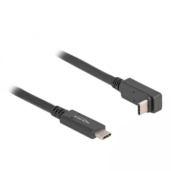 Delock - Kabel USB - 24-pin USB-C (M) do 24-pin USB-C (M) kątowe - USB 3,2 Gen 2 - 3 A - 1,0 m - USB Power Delivery (60W), obsługa 4K 144 Hz (3840 x 2160), do 10 Gb/s transmisji danych