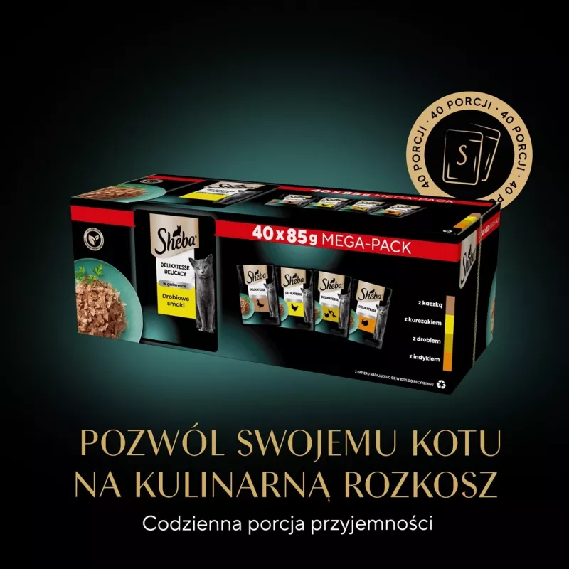SHEBA Delicacy o smaku drobiowym w galaretce - mokra karma dla kotów - 40x85 g