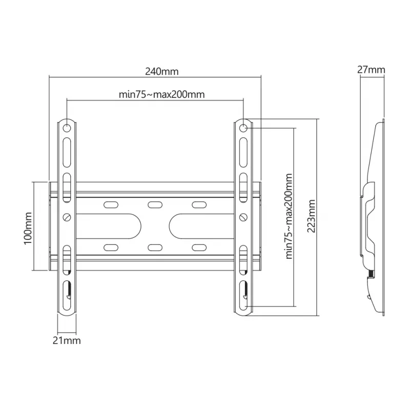 Uchwyt montażowy SBOX PLB-2522F-2 do obciążeń 23–43/45 kg, płyta 200×200 mm