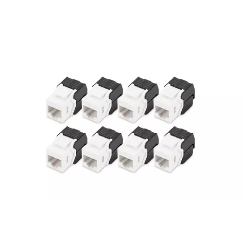 Digitus CAT 6 Keystone Jack nieekranowany 8 sztuk Płaskie Biały Czarny RJ-45