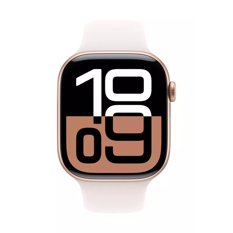 Zegarek Series 10 GPS 46 mm Koperta ze złoconego aluminium w kolorze różowego złota z paskiem Light Blush Sport Band – S/M