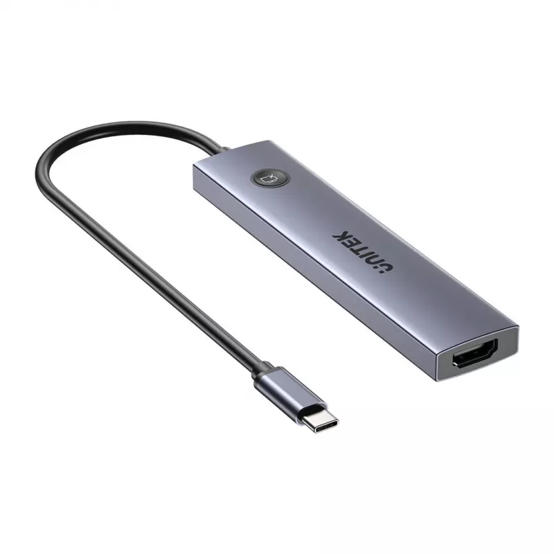 Unitek H1124AGY01 hub USB-C z 100W PD, HDMI 2.0, 2x USB‑A, 2x USB‑C, czytnik SD/microSD — aluminium