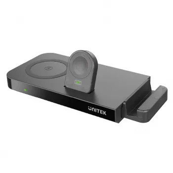 UNITEK MagMighty Combo 5 Słuchawki Smartfon Smartwatch Czarny USB Ładowanie bezprzewodowe Szybkie ładowanie