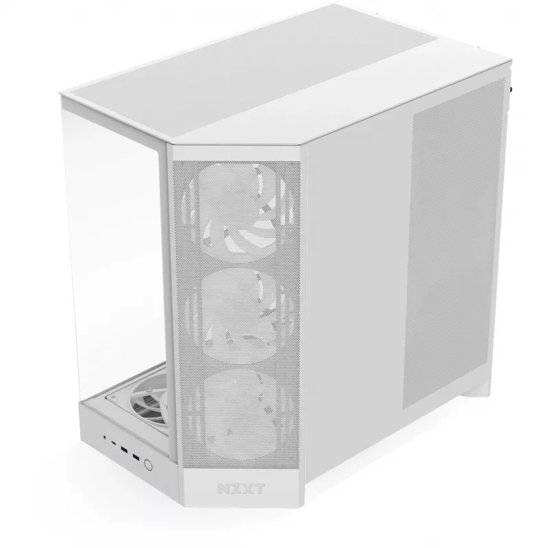 Obudowa PC Midi Tower NZXT H9 Flow RGB+ — Biały, obsługa ATX/EATX/Micro-ITX, szkło hartowane, 3 wentylatory 140 mm z przodu + 1 wentylator 120 mm z tyłu