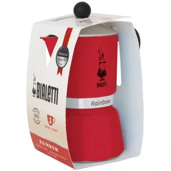 Bialetti Stovetop Espresso Maker Rainbow 3 filiżanki Czerwony
