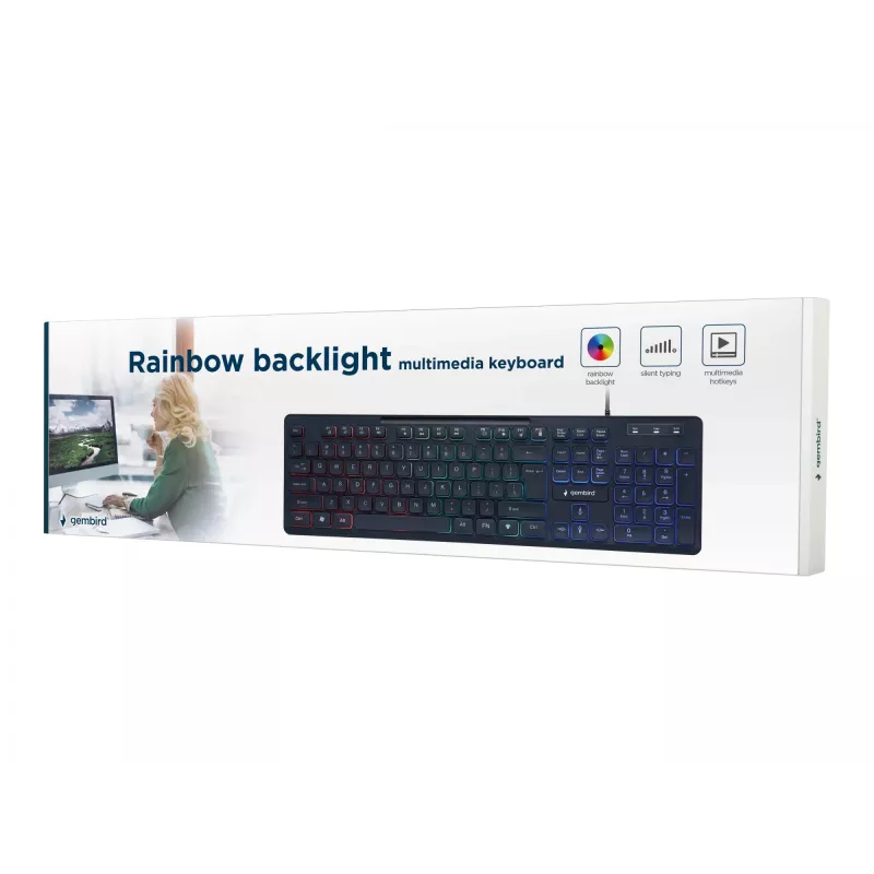 Klawiatura multimedialna USB ENG/CZARNA KB-UML-02 GEMBIRD