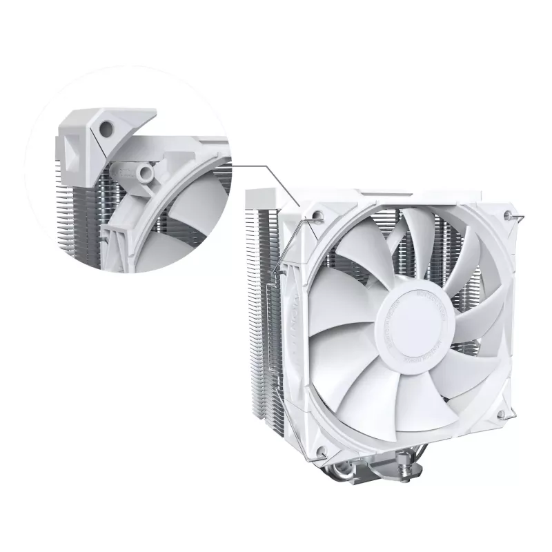 Chłodzenie powietrzne CPU Montech NX400, wentylatory 120 mm, białe, wymiary 156×74×120 mm, TDP 270 W