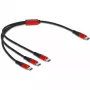 Kabel ładujący USB DeLOCK 3 w 1 USB Type-C na 3 x USB Type-C 30 cm czarny/czerwony