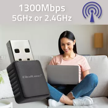 Bezprzewodowy adapter USB QOLTEC 56988 Dual Band 1300Mbps USB 3.0
