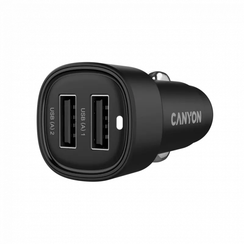Ładowarka samochodowa CANYON OnDrive 24 24W 2xUSB-A Czarny