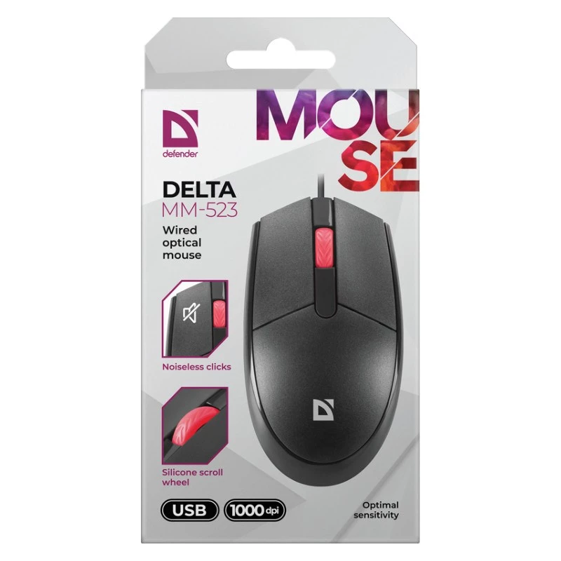 DEFENDER DELTA MAUS MM-523 SCHWARZ OPTICAL (52523)