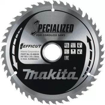 Makita Efficut - Tarcza do piły tarczowej - do drewna, metalu - 190 mm - 45 zębów (B-68638)