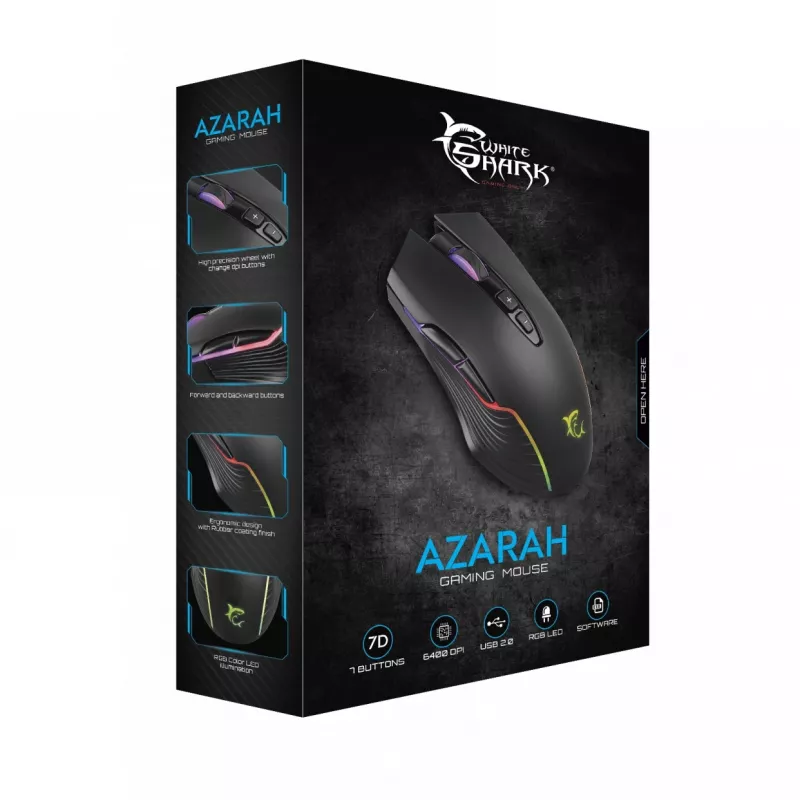 Mysz gamingowa biały Shark GM-5003 Azarah Czarna