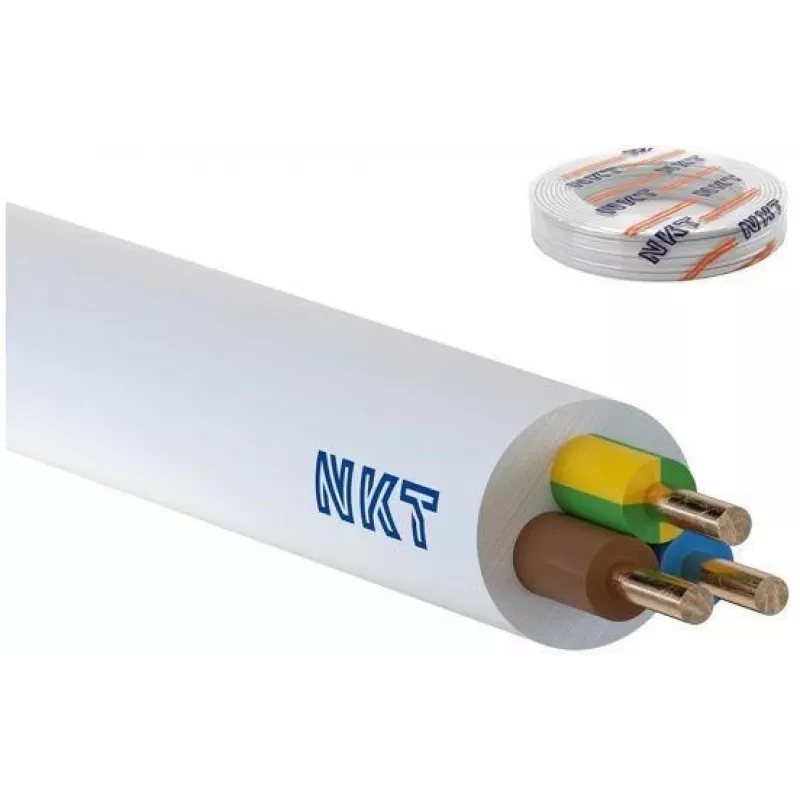 Okrągły kabel instalacyjny YDY 3x2,5 mm² 450V – elastyczne przewody jednożyłowe, żółto-biały