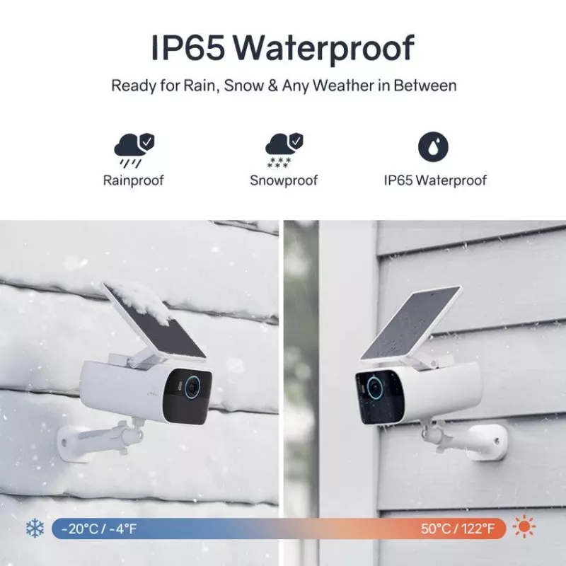 Safemo SC1 SolarCam, 4K UHD Video, 8× Zoom, 132° View, Night Vision, Wi-Fi 2,4 GHz, 1,5 W solar, Biały