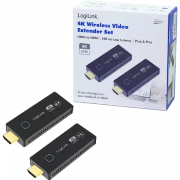 Zestaw do bezprzewodowej transmisji HDMI LOGILINK HDW0102 — zasięg 30 m, nadajnik i odbiornik HDMI