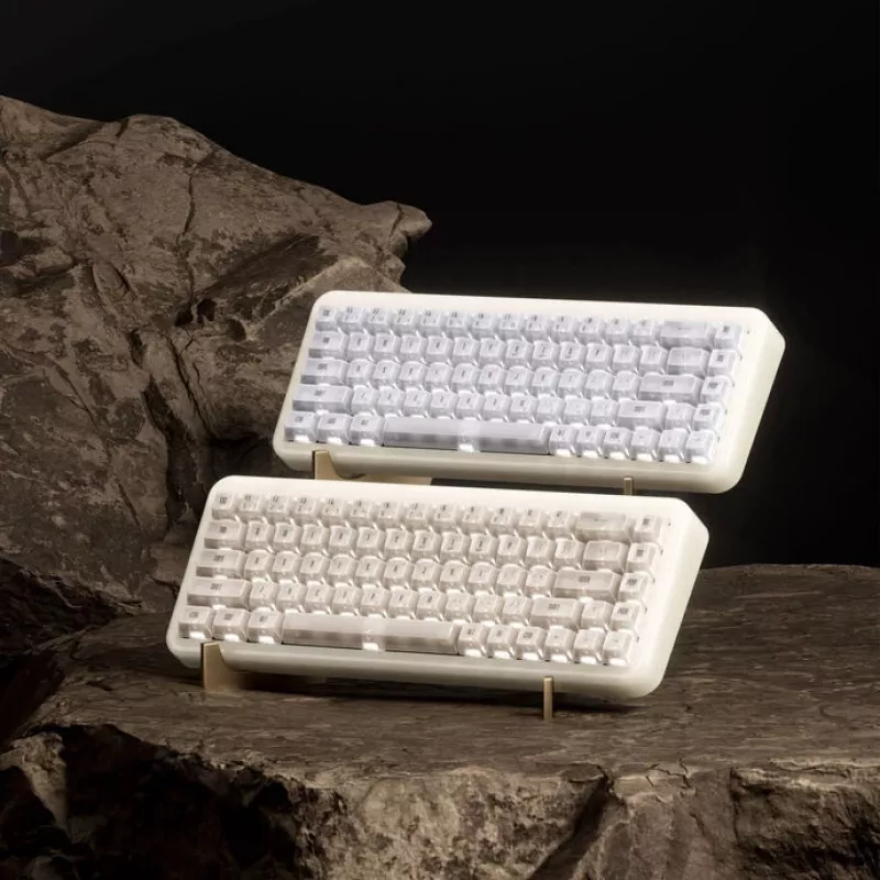 Mechaniczna klawiatura gamingowa AKKO YU01 biały Jade 65% RGB z przełącznikami Piano Pro