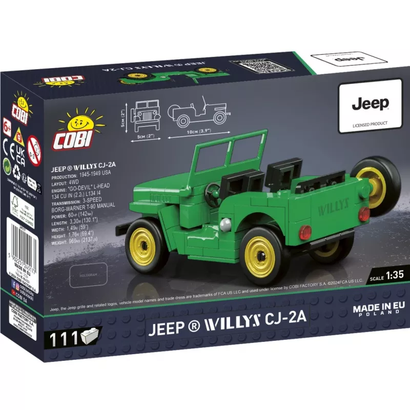 Klocki konstrukcyjne Cobi Jeep Willys CJ-2A Zielony model 24517 – zestaw do budowania z klocków