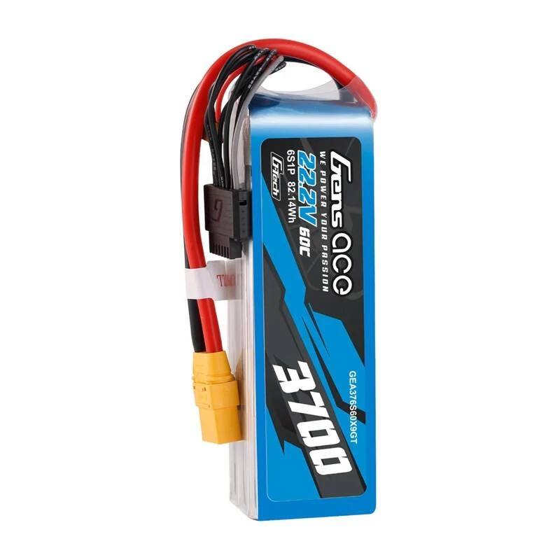 Bateria Gens ace GEA376S60X9GT 22,2 V LiPo wbudowana do modeli RC, 0,536 kg, czarna/niebieska/szara/biała