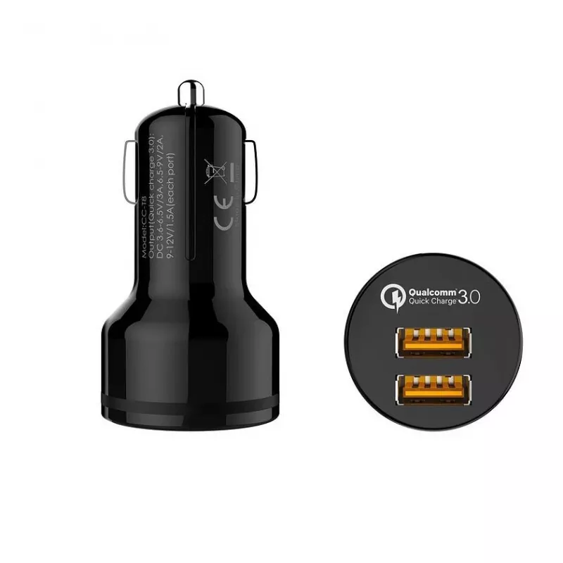 Ładowarka samochodowa CC-T8 ultra-szybka 2xUSB 3.0 6A 36W + kabel micro USB 1m