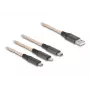 Kabel USB DeLOCK 1,2 m USB 2.0 USB A USB C/Micro-USB B/Lightning przezroczysty