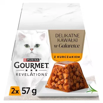 Mokra karma dla kota Purina Nestlé Gourmet Revelations Kawałki w galarecie z kurczakiem 2 x 57 g, dorosłe, białko 9%, wilgotność 83%