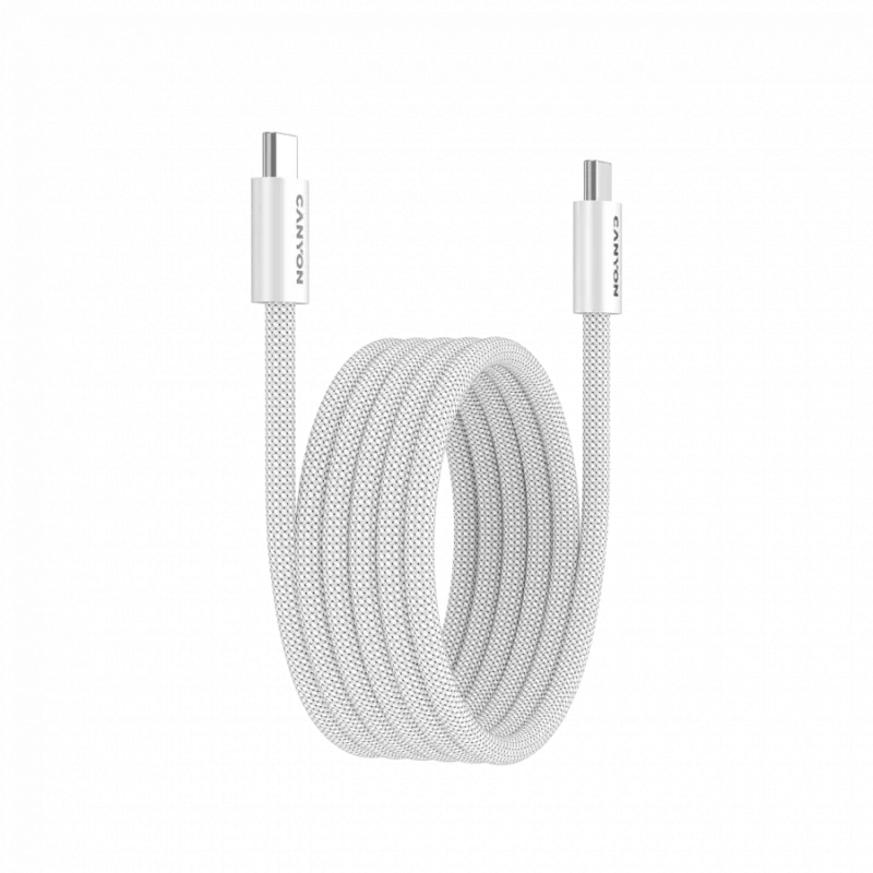 Kabel CANYON OnWire 60MG USB-C na USB-C 60W Magnetyczny Pleciony 1m Biały