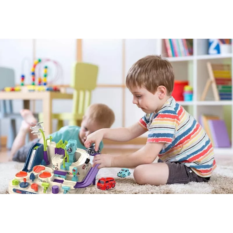 Zestaw toru wyścigowego Extralink TOYS — zestaw inteligentnych samochodów, modułowe elementy toru, pojazdy zasilane bateriami