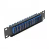 Patch panel światłowodowy DeLOCK 10 cali 12 portów SC Duplex niebieski 1U czarny