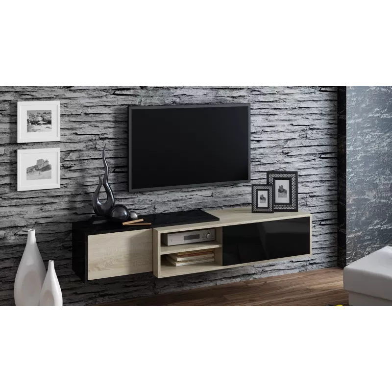 Cama szafka TV SIGMA1 180 dąb dąb sonoma/czarny połysk