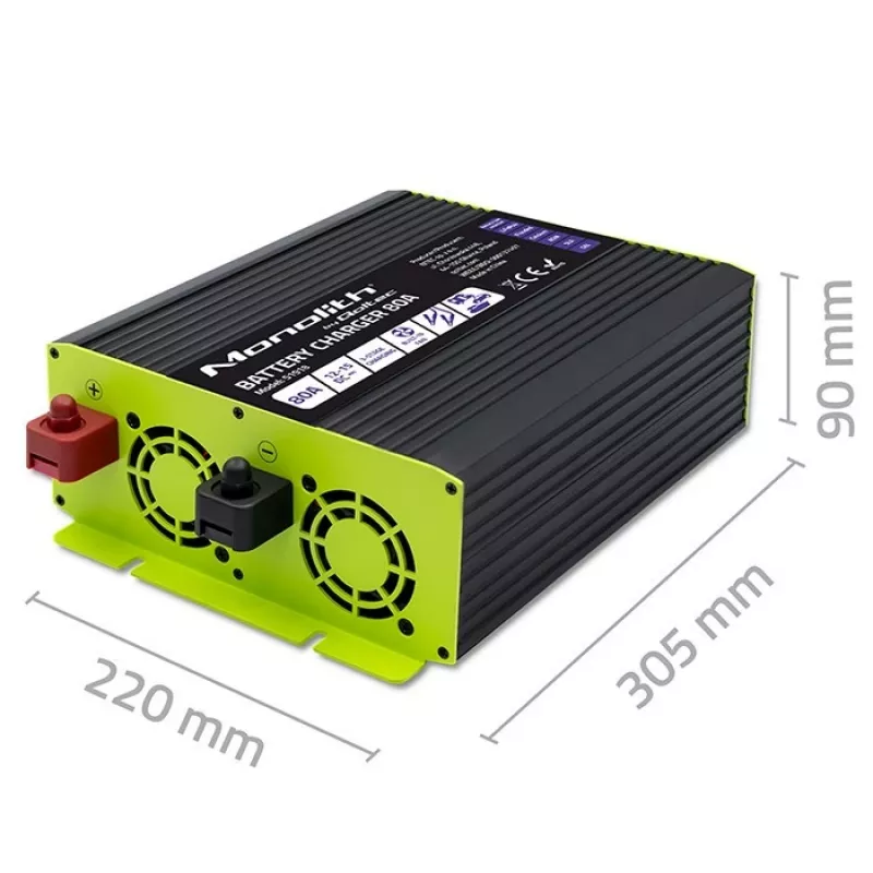 Ładowarka do akumulatorów QOLTEC 51918 80A 12V — ładowarka do akumulatorów LiFePO4, AGM, GEL, SLA
