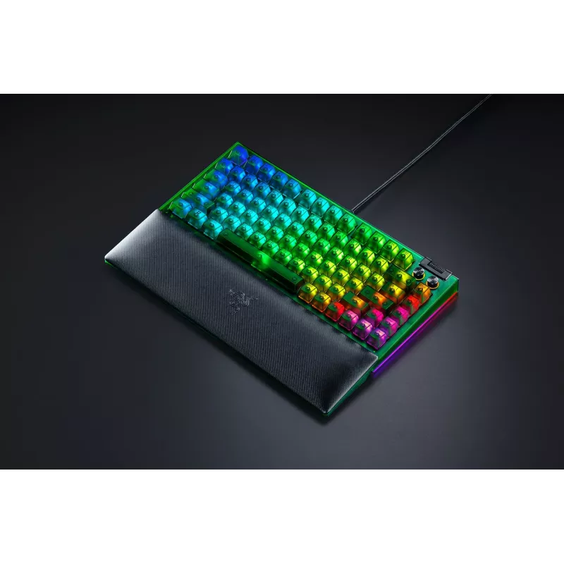 Mechaniczna klawiatura gamingowa Razer CzarnyWidow V4 75% — przewodowa, układ US, edycja Phantom zielony, mechaniczne przełączniki dotykowe Razer