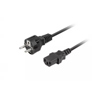 Kabel zasilający LANBERG CEE 7/7 na C13 (C320) 1,8 m, prosty, czarny