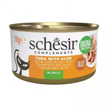 Mokra karma dla kota Agras Pet Foods SCHESIR Complements Tuńczyk z żelem aloesowym 70 g, karma uzupełniająca, 86% wilgotności, 12% białka