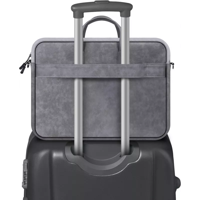 Torba Toploader DEFENDER Solid na laptopy 15,6 cala, poliuretanowa, szara, uchwyt do przenoszenia, odpinany pasek na ramię
