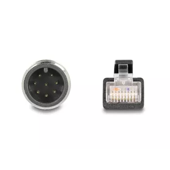 Kabel sieciowy DeLOCK M12 A-kodowany 8-stykowy męski do RJ45 męski Cat5e 5 m Czarny