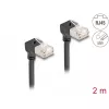 DeLOCK Kabel sieciowy RJ45 kat.6A S/FTP cienki 90° w dół 2 m czarny