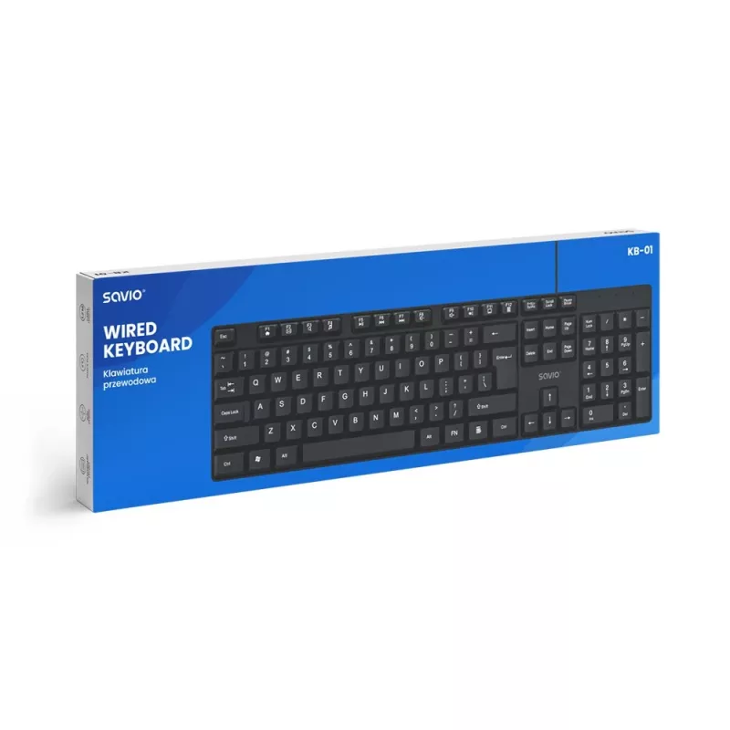 Klawiatura Savio KB-01 do domu/biura USB QWERTY US English Czarna