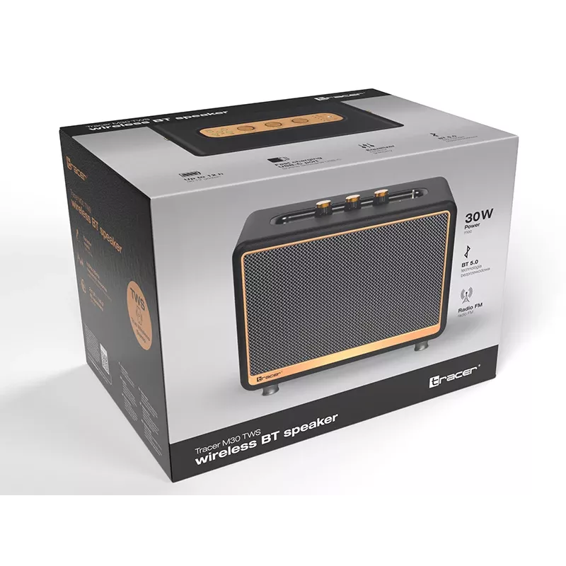 Przenośny głośnik stereo Tracer M30 TWS BT Czarny, Złoty