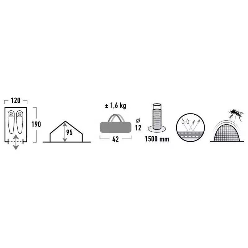 High Peak Namiot Minipack 2 2-osobowy niebiesko-zielony namiot grzbietowy 10155