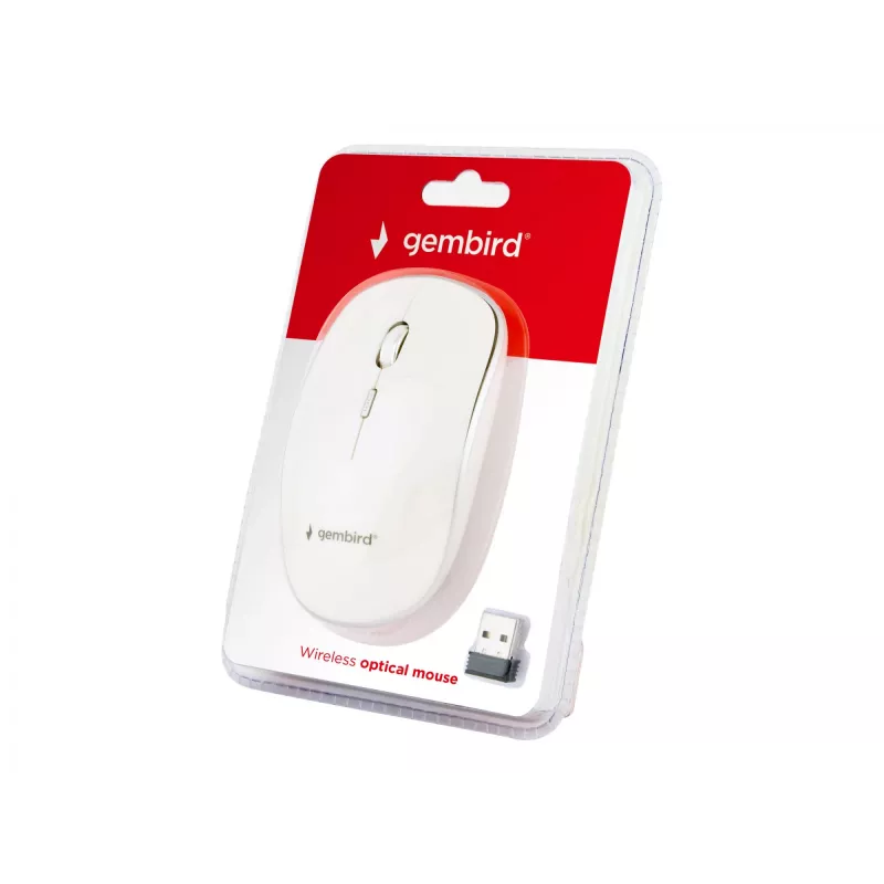 Mysz bezprzewodowa GEMBIRD MUSW-4B-01-W, symetryczna, optyczna 1600 DPI, 4 przyciski, RF bezprzewodowa, biała
