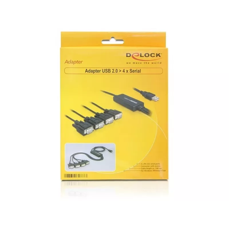 DeLock USB2.0 > 4 x Serial Adapter - Adapter szeregowy - USB - RS-232 x 4 (61887)