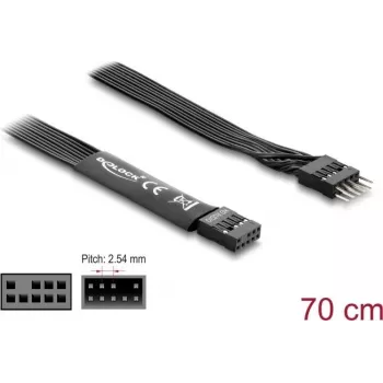 Kabel równoległy DELOCK 86058, 9-stykowy do 9-stykowego, długość 0,7 m, czarny